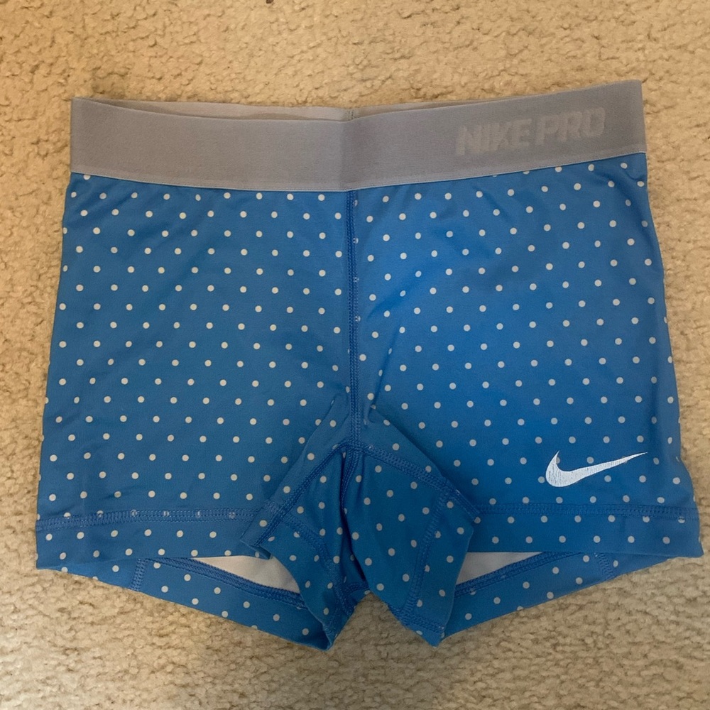Nike Pro Blue Polk-a-dot spandex shorts